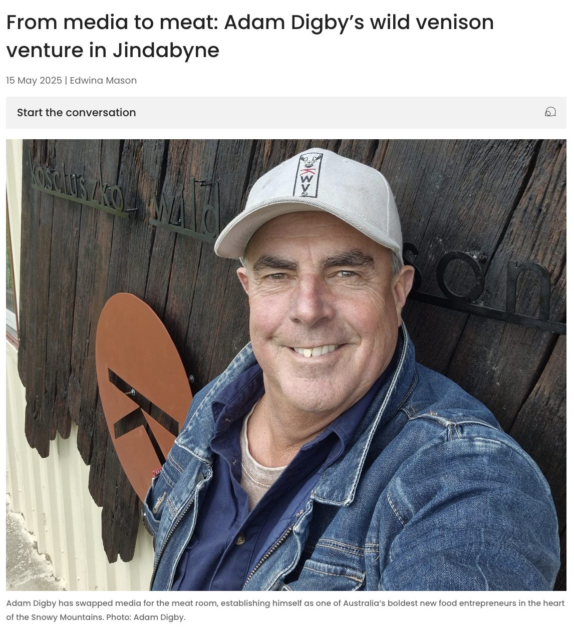 From media to meat: Adam Digby’s wild venison venture in Jindabyne